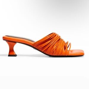 Proenza Schouler Rolo Strappy Orange Kitten Heel Sandals Sz 41/11